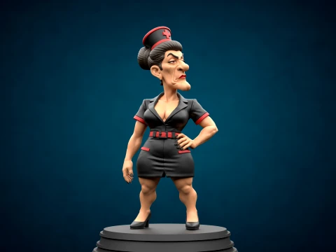 성숙한 사악한 간호사 그림 3D 인쇄 가능한 모델 3D 프린트 모델
