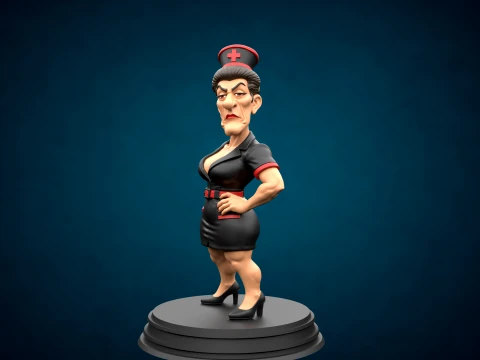 Mature Evil Nurse Figure 3D Printable Model 3D Print Model