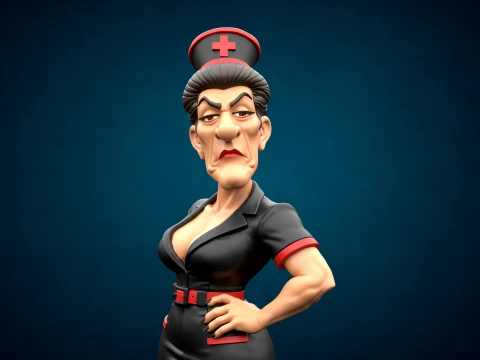 Mature Evil Nurse Figure 3D Printable Model 3D Print Model