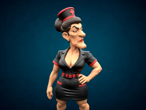 Mature Evil Nurse Figure 3D Printable Model 3D Print Model