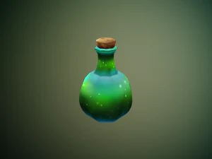 Handpainted Bottle of Elixir Low-poly 3D Model