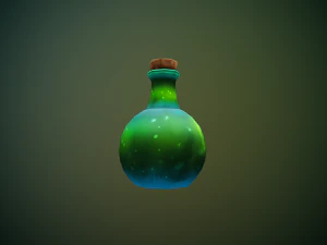 Handpainted Bottle of Elixir Low-poly 3D Model