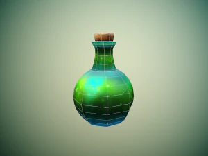 Handpainted Bottle of Elixir Low-poly 3D Model