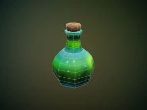 Handpainted Bottle of Elixir Low-poly 3D Model