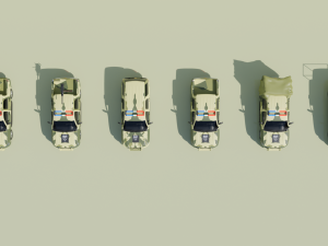 A group of military trucks 3D Model