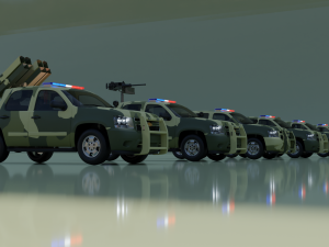 A group of military trucks 3D Model