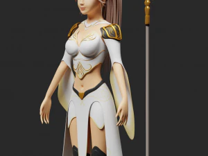 拿着长矛的幻想女性角色 3D 模型