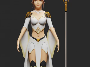 Fantasy female character with a spear 3D Model