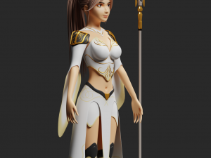 Fantasy female character with a spear Modèle 3D