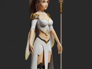 Fantasy female character with a spear 3D Model