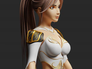 Fantasy female character with a spear 3D Model