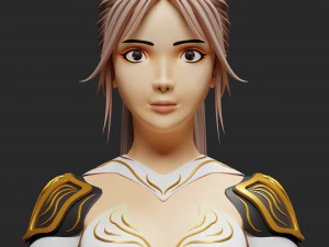 Fantasy female character with a spear 3D Model
