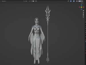 Fantasy female character with a spear Modèle 3D