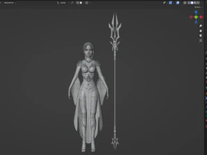 Fantasy female character with a spear 3D Model