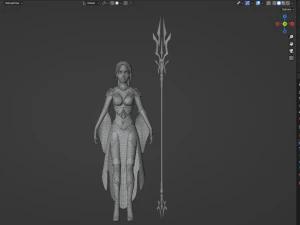 Fantasy female character with a spear 3D Model