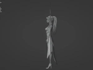 Fantasy female character with a spear 3D Model