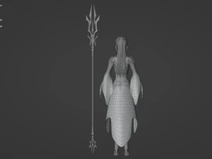 Fantasy female character with a spear 3D Model
