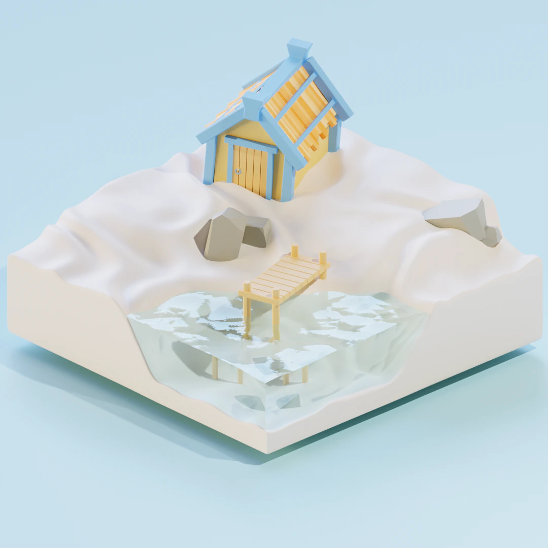 The desert and one house 3D Model .c4d .max .obj .3ds .fbx .stl .blend