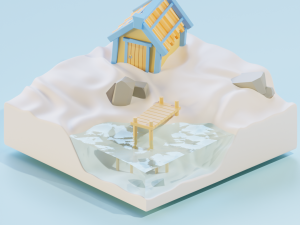 The desert and one house 3Dモデル