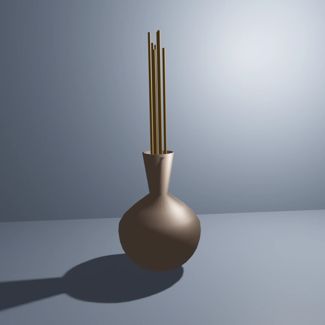 Vase with sticks 3D Model .c4d .max .obj .3ds .fbx .stl .blend