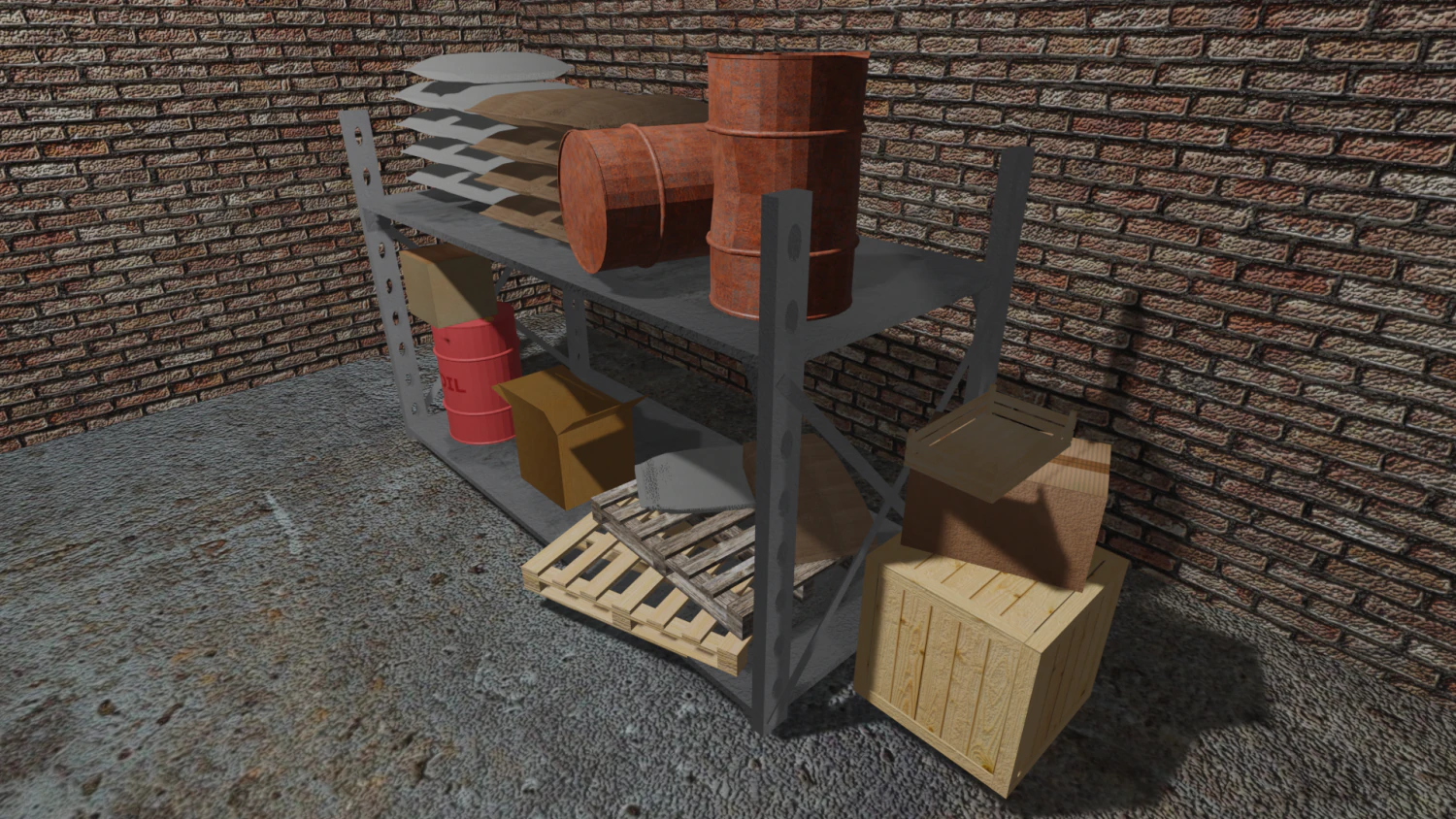 Warehouse or garage objects 3D Model .c4d .max .obj .3ds .fbx .stl .blend 