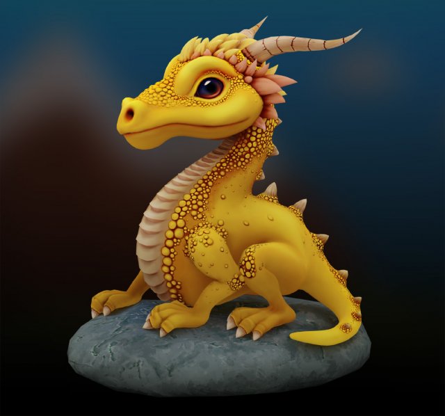 Low-poly model of a small wingless dragon cartoon 3D Model .c4d .max .obj .3ds .fbx .stl .blend 