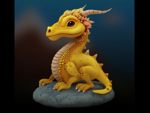Low-poly model of a small wingless dragon cartoon 3D 模型