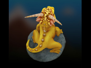 Low-poly model of a small wingless dragon cartoon 3D Model