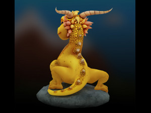 Low-poly model of a small wingless dragon cartoon 3D Model