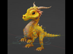 Low-poly model of a small wingless dragon cartoon 3D Model