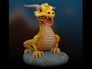 Low-poly model of a small wingless dragon cartoon 3D Model