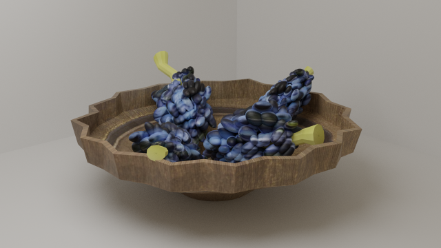 Plate with grapes Model 3D .c4d .max .obj .3ds .fbx .stl .blend 