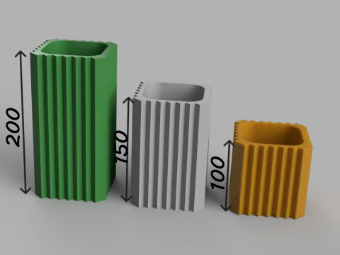 Set mini planter vase for flowers pencil case for accessories 3D print model 3D Print Model