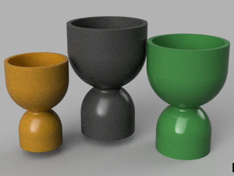 쌓인 화분 3D 프린트 모델 3D 프린트 모델