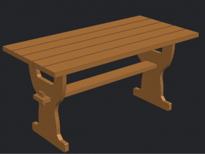 Trestle Table 3D Model