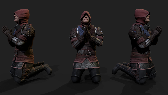 Mercenary warrior Low-poly 3D Model .c4d .max .obj .3ds .fbx .stl .blend