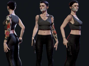 Mercen&aacute;rio Cyberpunk Low-poly Modelo 3D