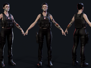 Cyberpunk Mercenary Low-poly 3D Model