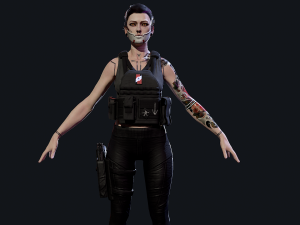 Cyberpunk Mercenary Low-poly 3D Model
