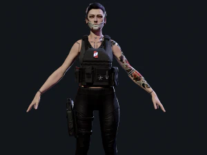 Mercen&aacute;rio Cyberpunk Low-poly Modelo 3D