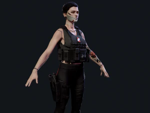 Mercen&aacute;rio Cyberpunk Low-poly Modelo 3D