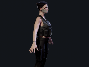 Cyberpunk Mercenary Low-poly 3D Model