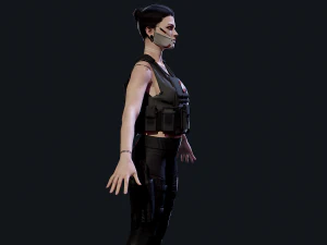 Mercen&aacute;rio Cyberpunk Low-poly Modelo 3D