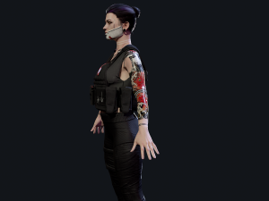 Cyberpunk Mercenary Low-poly 3D Model