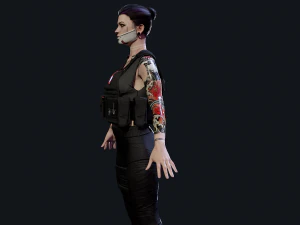 Mercen&aacute;rio Cyberpunk Low-poly Modelo 3D