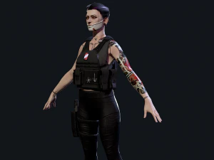 Mercen&aacute;rio Cyberpunk Low-poly Modelo 3D