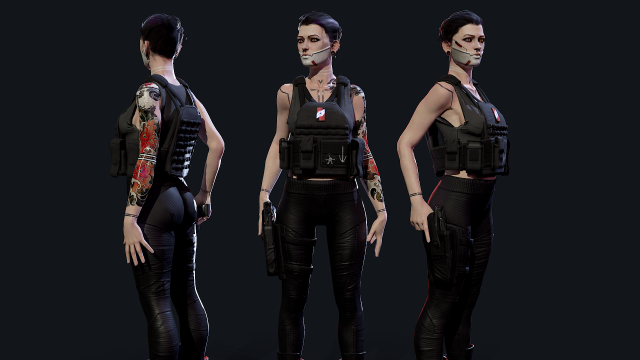 Cyberpunk Mercenary Low-poly 3D Model .c4d .max .obj .3ds .fbx .stl .blend 
