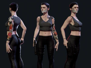 Mercen&aacute;rio Cyberpunk Low-poly Modelo 3D