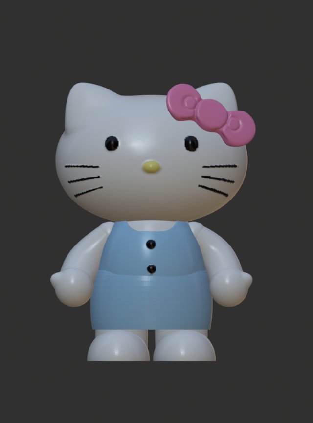 Hello Kitty in dress 3D Print Model .c4d .max .obj .3ds .fbx .stl .blend