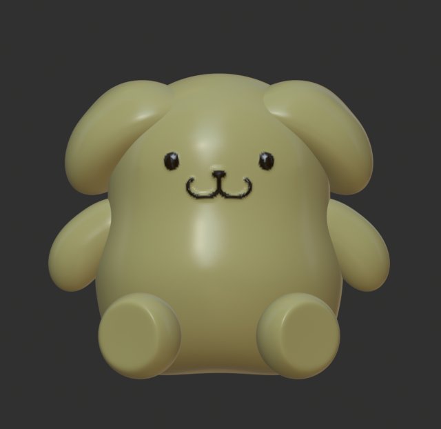 Pompompurin 3D Baskı Modeli .c4d .max .obj .3ds .fbx .stl .blend 